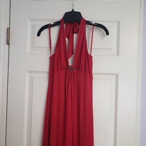 BCBG Red Beaded Halter Dress (S/M)